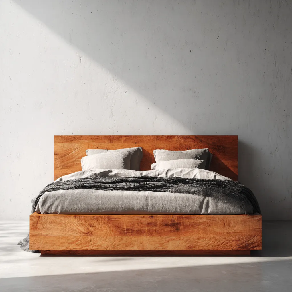 Letto matrimoniale legno 215x165x95 cm legno-arancio-grigio - stile moderno-Havenilo