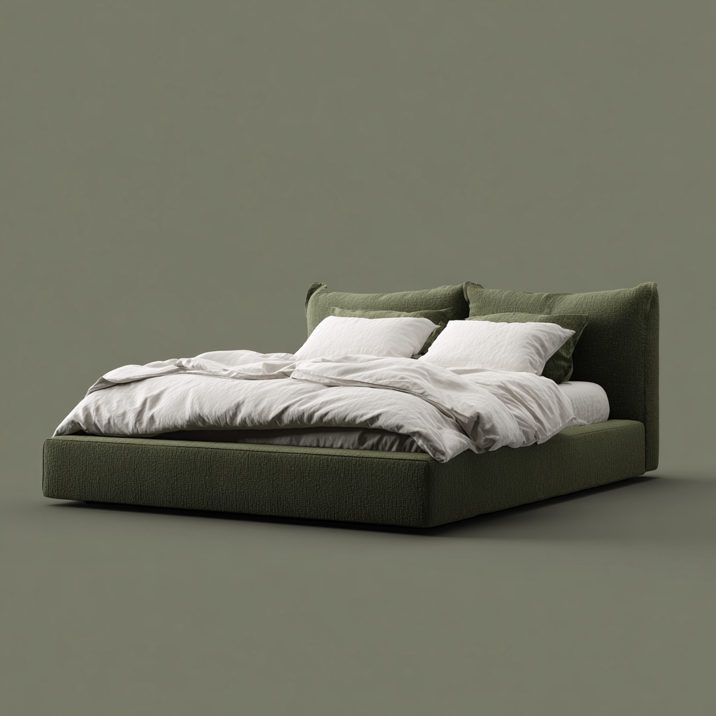 Letto matrimoniale tessuto 210x170x95 cm - verde scuro - per camera - design moderno-Havenilo