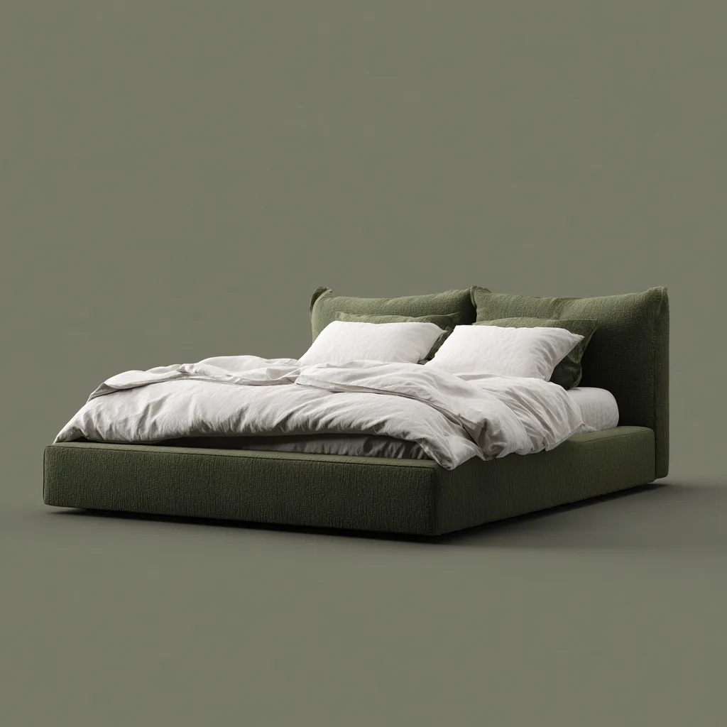 Letto matrimoniale tessuto 210x170x95 cm - verde scuro - per camera - design moderno-Havenilo