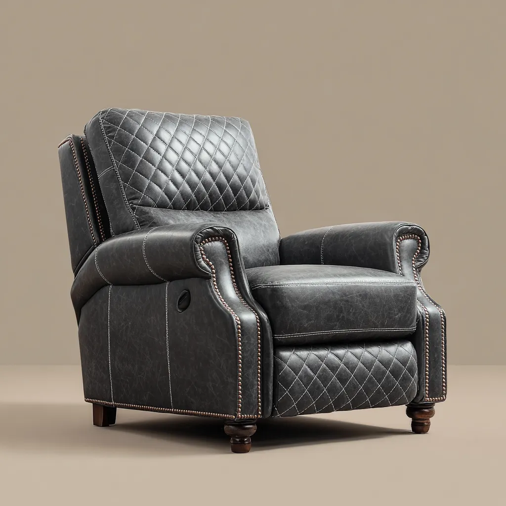 Poltrona reclinabile pelle 95x90x105 cm nero design classico per soggiorno-Havenilo