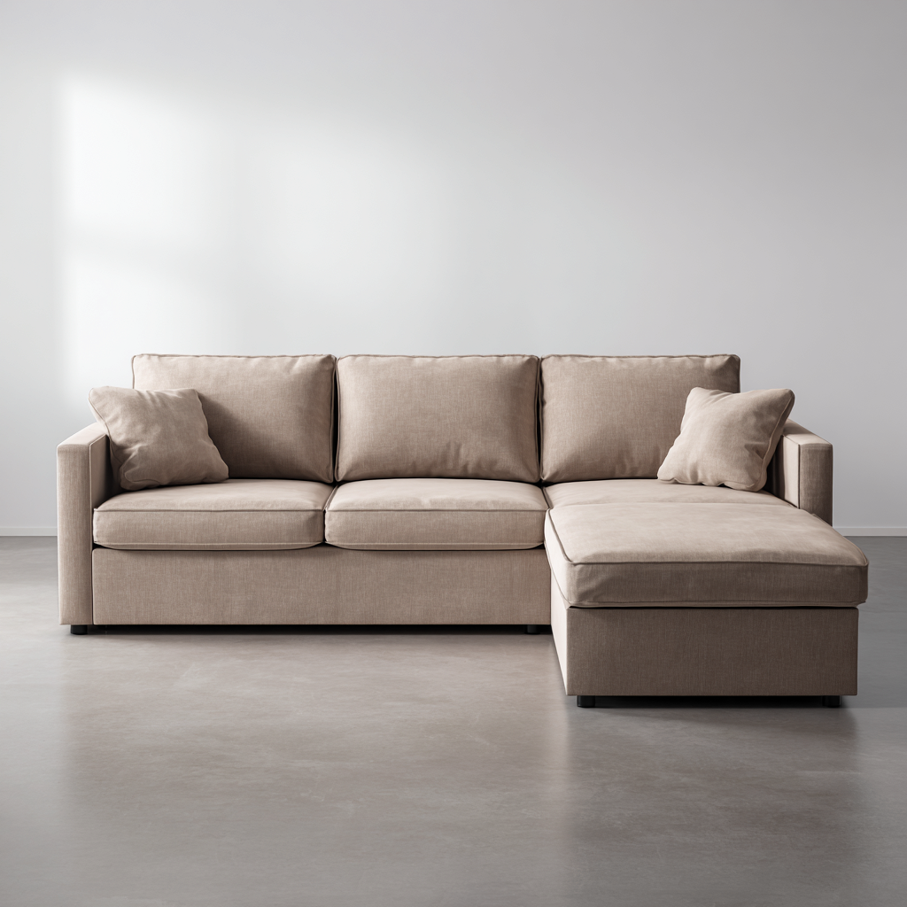 Divano angolare tessuto 270x165x85 cm beige design moderno adatto al soggiorno-Havenilo