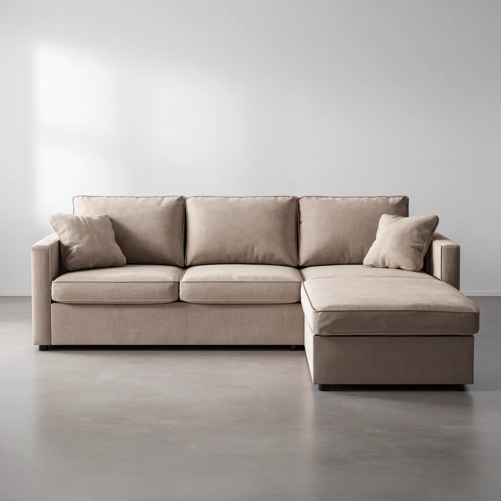 Divano angolare tessuto 270x165x85 cm beige design moderno adatto al soggiorno-Havenilo