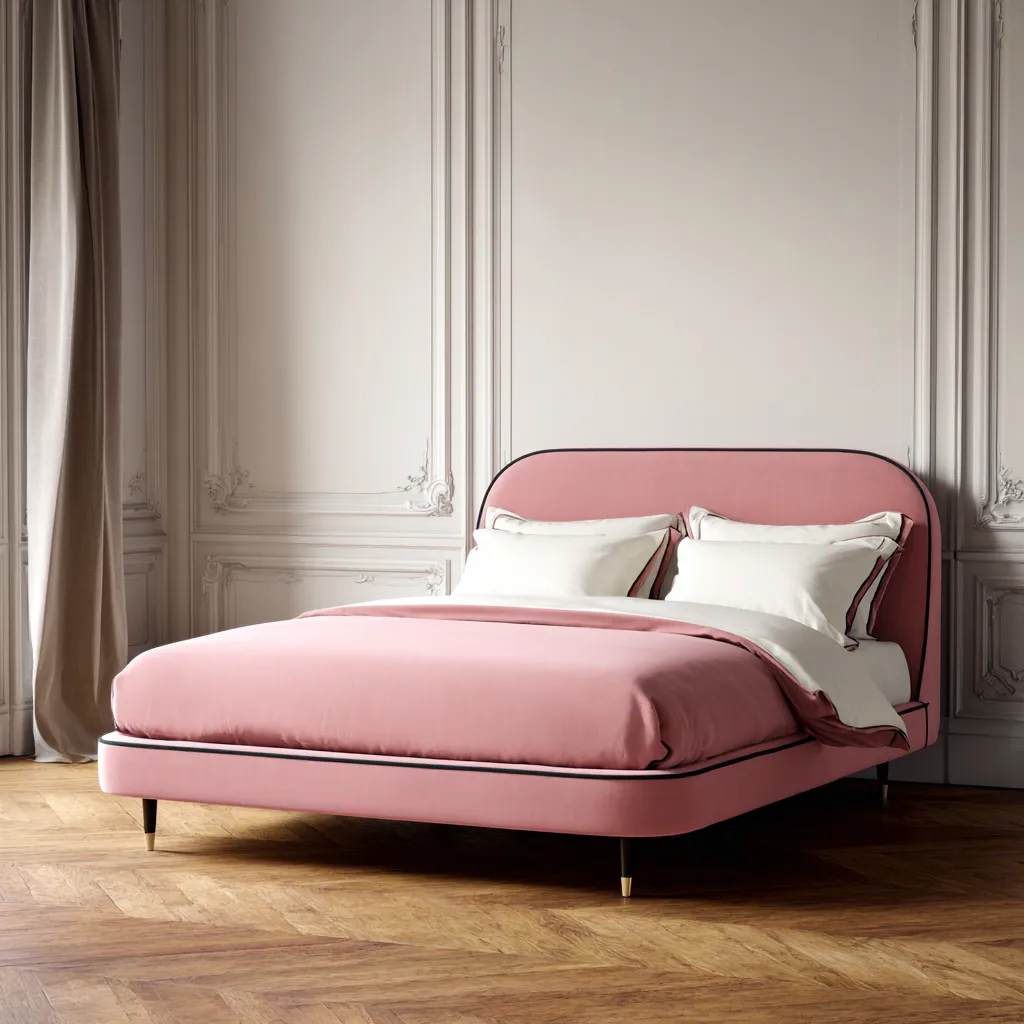 Letto matrimoniale - struttura imbottita in tessuto 208x165x110 cm - rosa - stile moderno-Havenilo