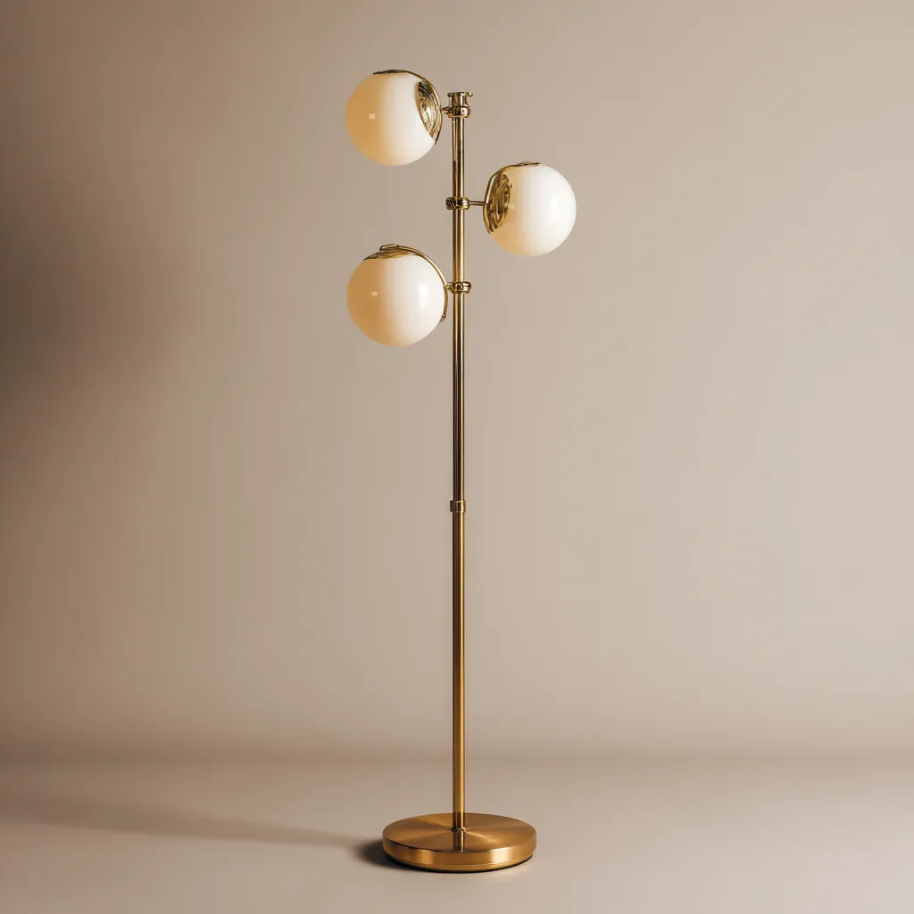 Lampada da terra metallo vetro 168x30x30 cm - oro-bianco - design moderno-Havenilo