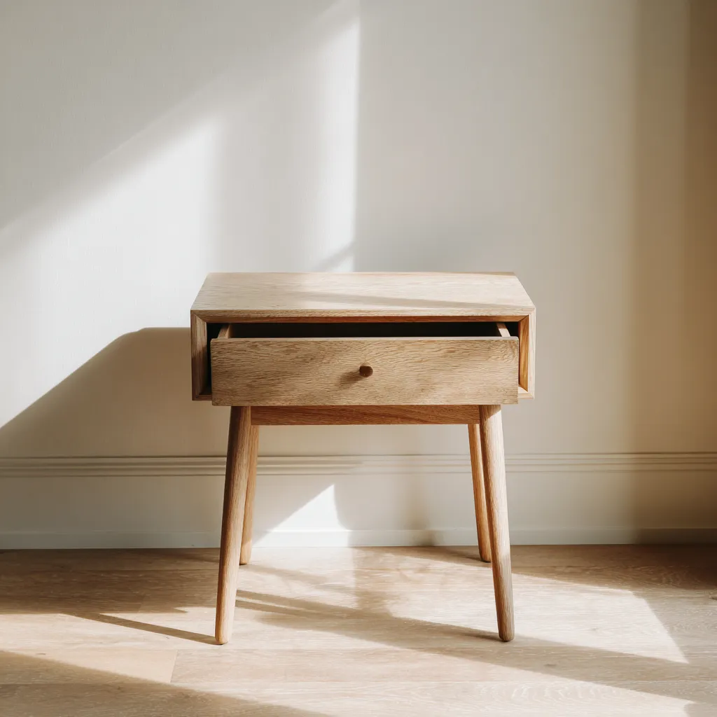 Comodino in legno 45x35x55 cm - legno naturale - stile moderno adatto per camera da letto-Havenilo