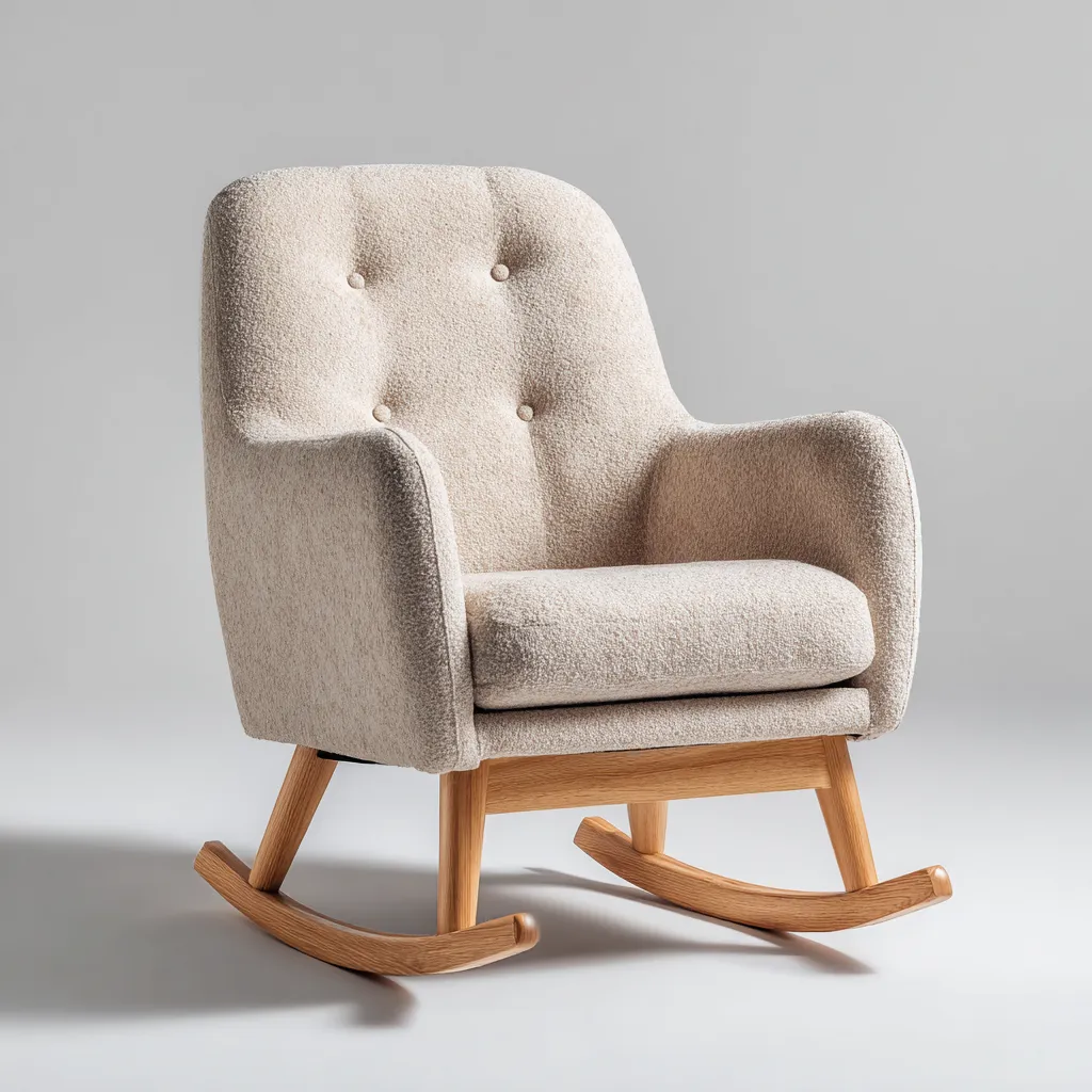 Sedia a dondolo tessuto 90x75x100 cm - beige - design moderno per soggiorno-Havenilo