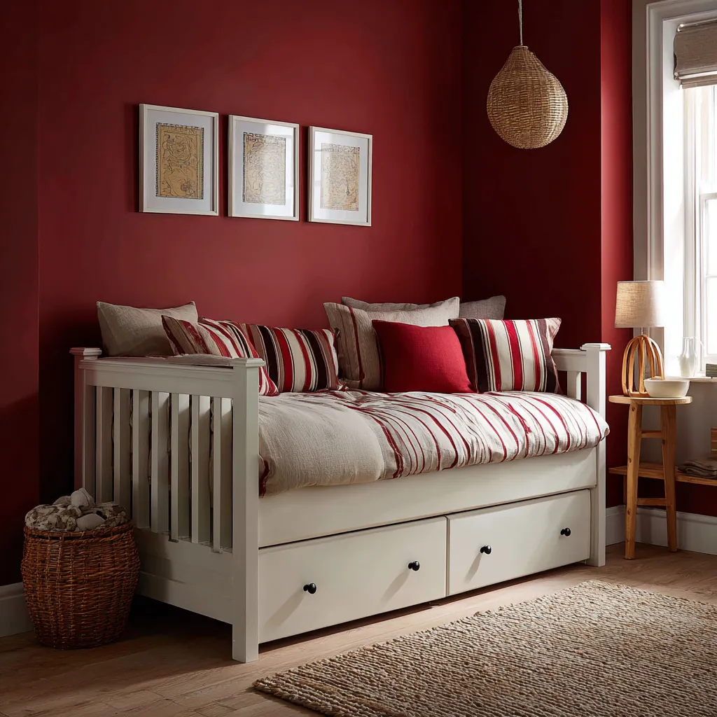 Divano letto legno 200x90x88 cm - bianco crema - per camera - design moderno-Havenilo