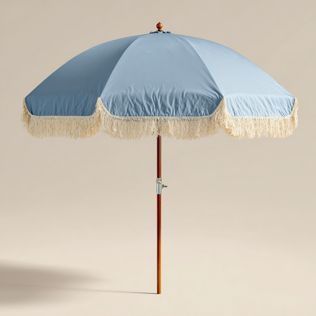 Ombrellone da giardino tessuto poliestere 200x200x220 cm - azzurro-legno naturale - uso esterno - stile retrò-Havenilo