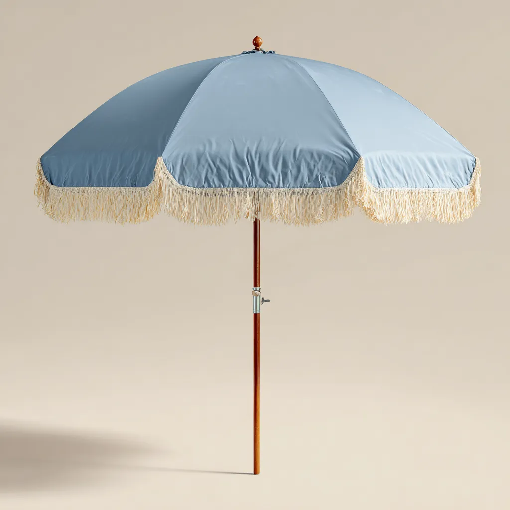 Ombrellone da giardino tessuto poliestere 200x200x220 cm - azzurro-legno naturale - uso esterno - stile retrò-Havenilo