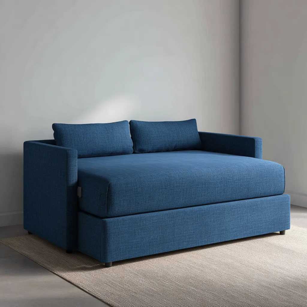 Divano letto in tessuto 200x100x85 cm - blu - stile moderno-Havenilo