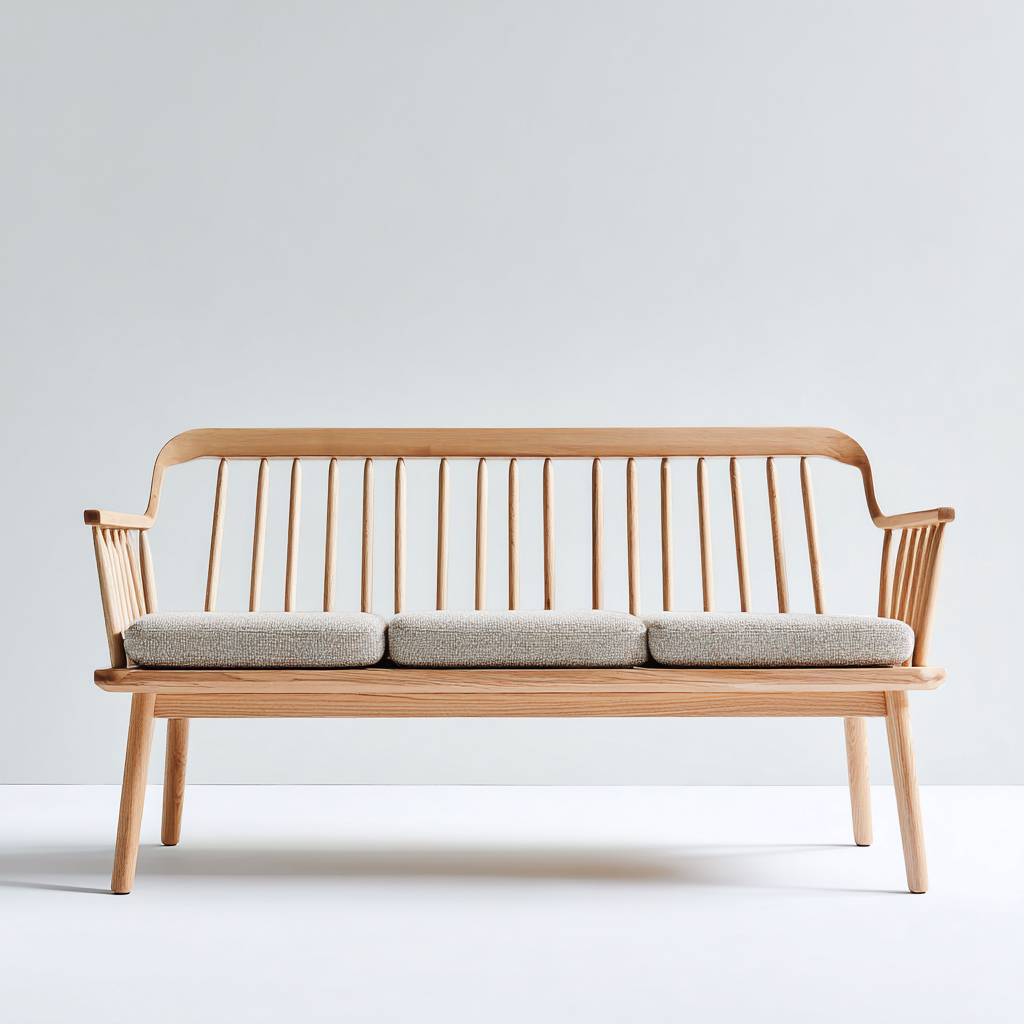 Panca da giardino legno-tessuto 130x55x85 cm legno-naturale-beige - stile nordico-Havenilo