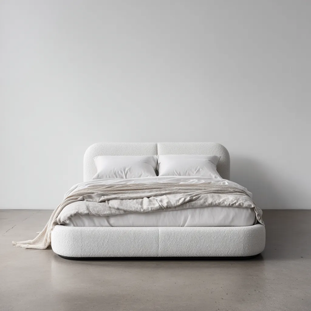 Letto matrimoniale tessuto 210x170x95 cm - bianco - per camera - design moderno-Havenilo