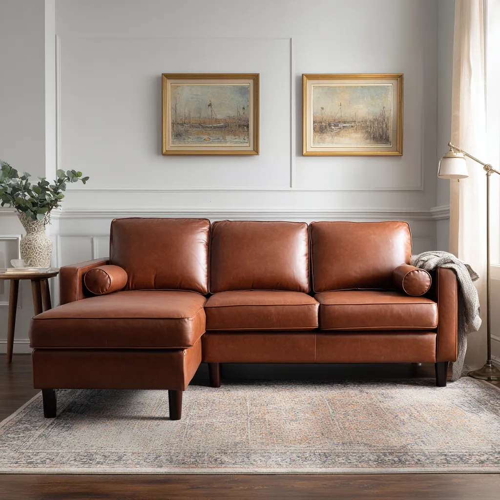 Divano angolare pelle 270x90x85 cm marrone design moderno per soggiorno-Havenilo