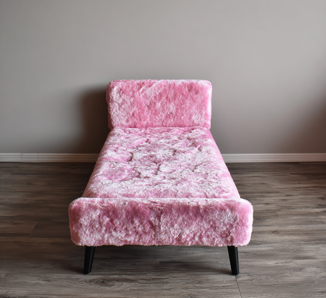 Letto singolo peluche 200x90x85 cm - rosa - design contemporaneo-Havenilo