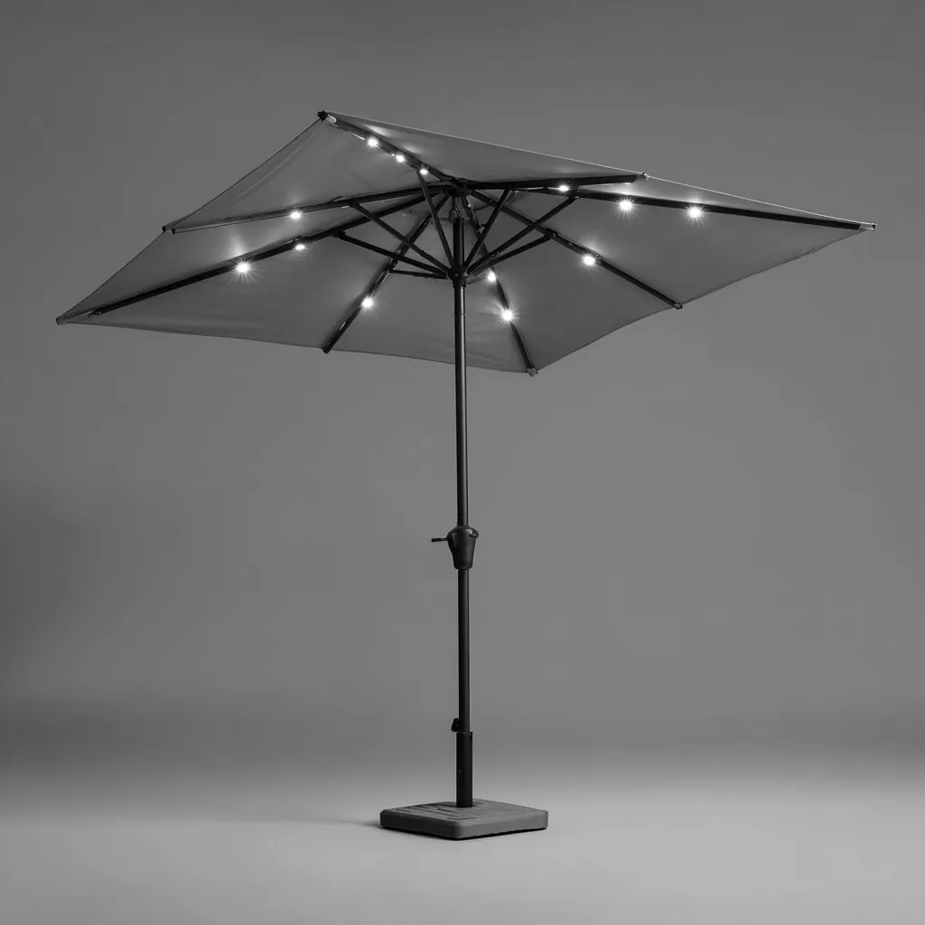 Ombrellone da giardino metallo-poliestere 270x270x240 cm grigio-nero - illuminazione LED-Havenilo