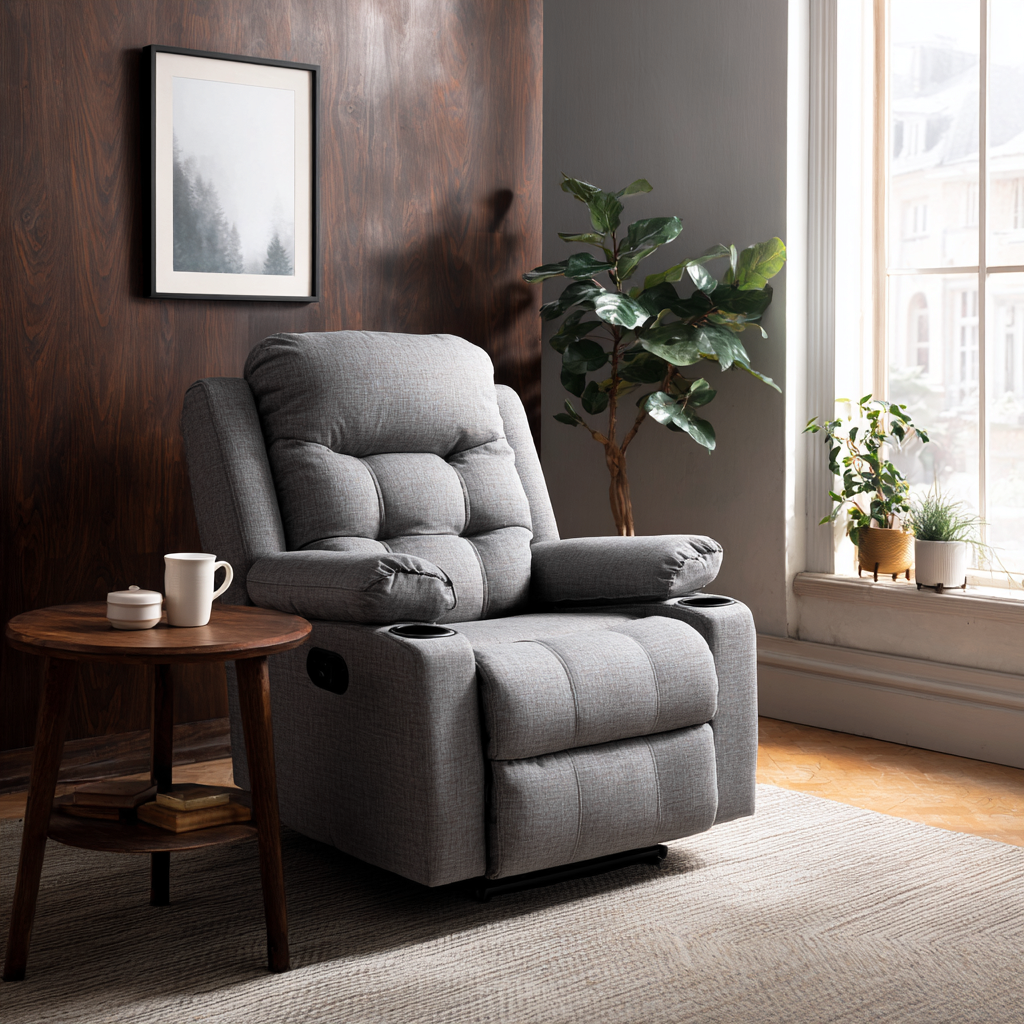 Poltrona reclinabile tessuto 95x88x103 cm - grigio - design moderno-Havenilo