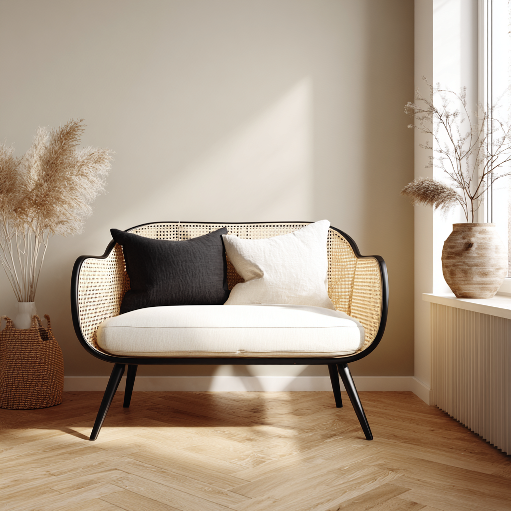 Panche da giardino in rattan 130x65x85 cm - naturale-bianco-nero - per terrazza e balcone - design moderno-Havenilo