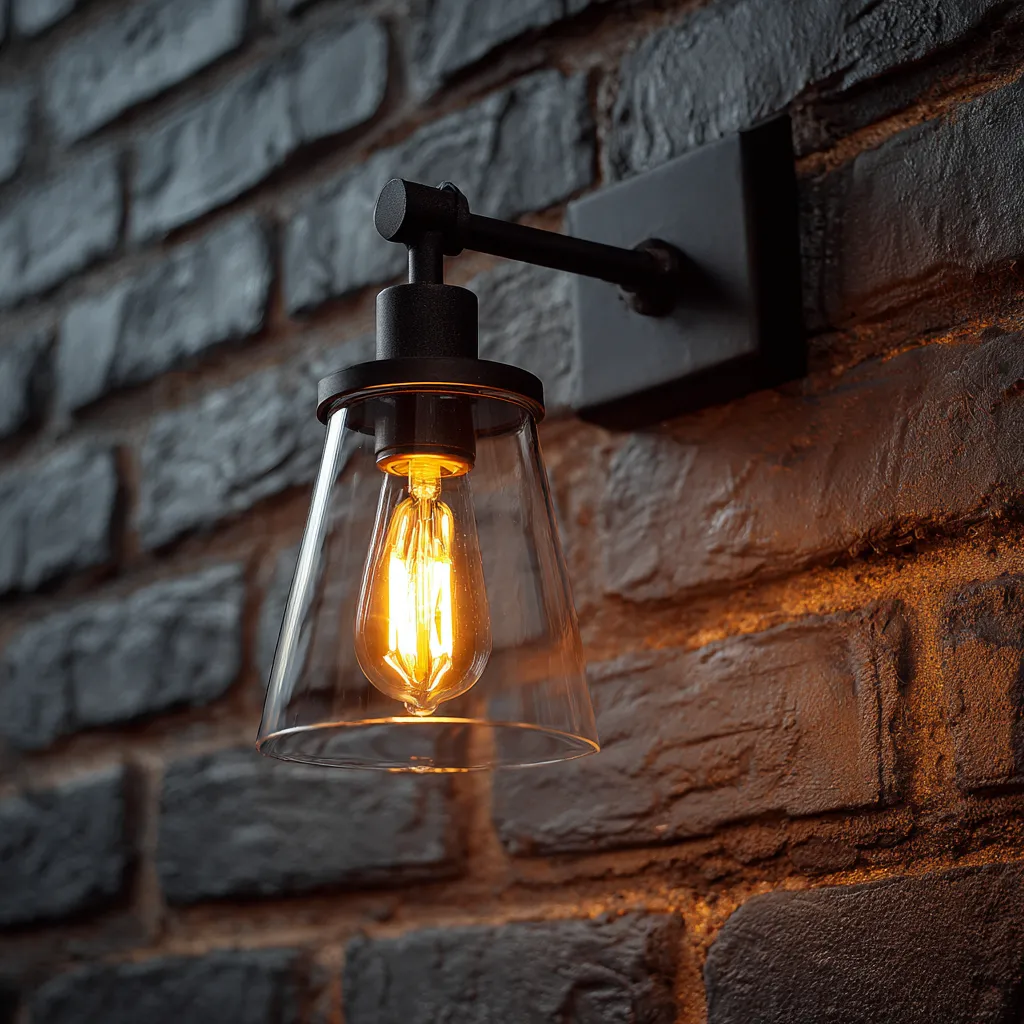 Applique metallo-vetro 25x15x22 cm - nero-trasparente - design industriale-Havenilo