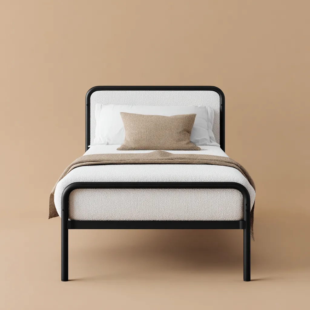 Letto singolo metallo tessuto 200x100x95 cm - bianco-nero - design moderno-Havenilo