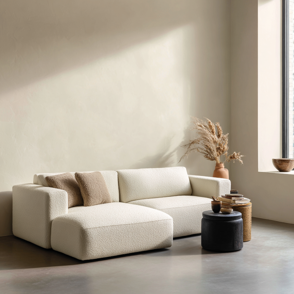 Divano angolare tessuto 295x185x88 cm - beige - design moderno-Havenilo