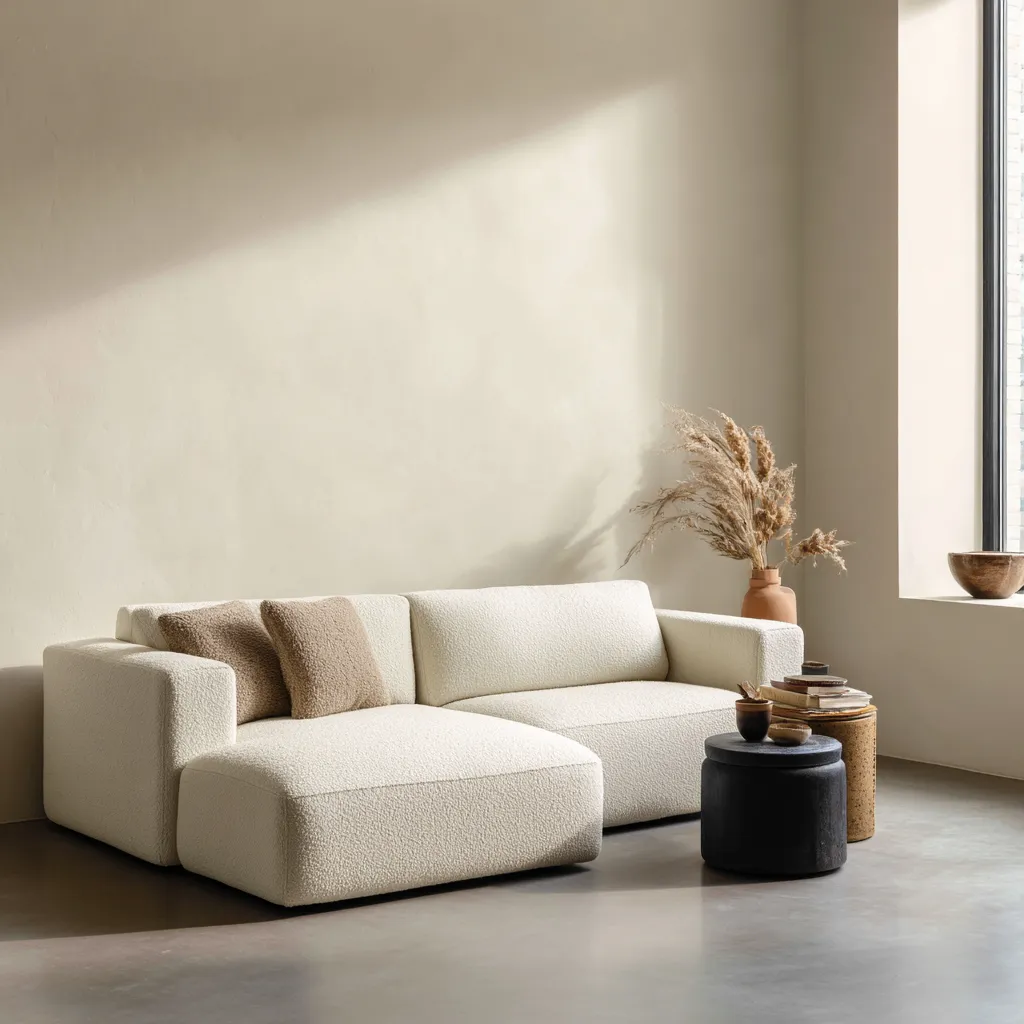 Divano angolare tessuto 295x185x88 cm - beige - design moderno-Havenilo