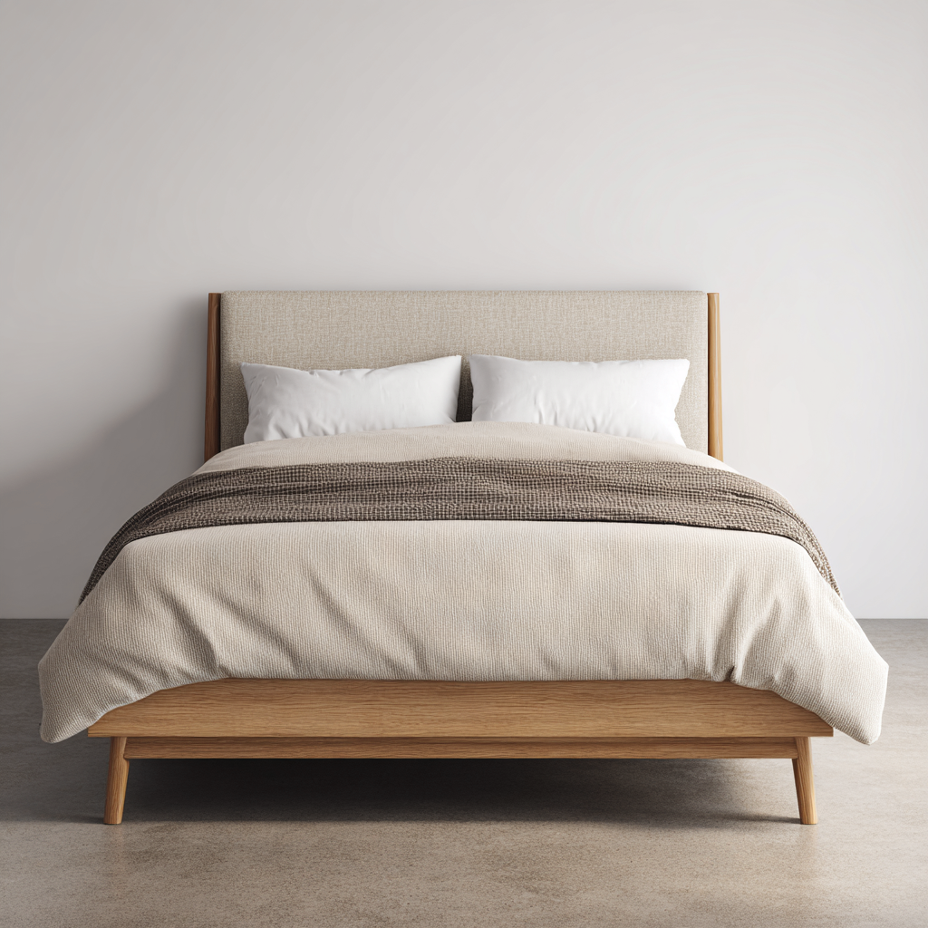 Letto matrimoniale in legno 200x160x110 cm - naturale-beige - stile moderno-Havenilo