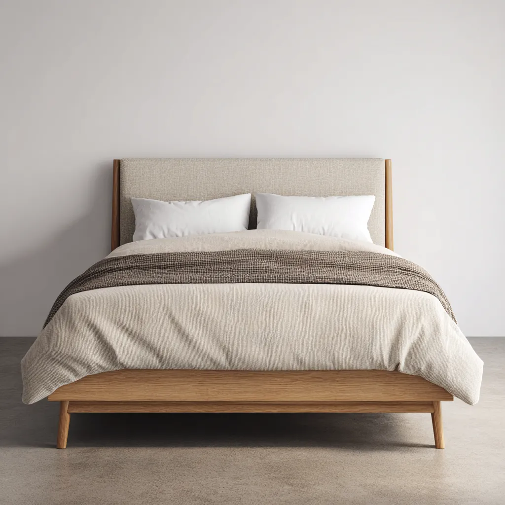 Letto matrimoniale in legno 200x160x110 cm - naturale-beige - stile moderno-Havenilo