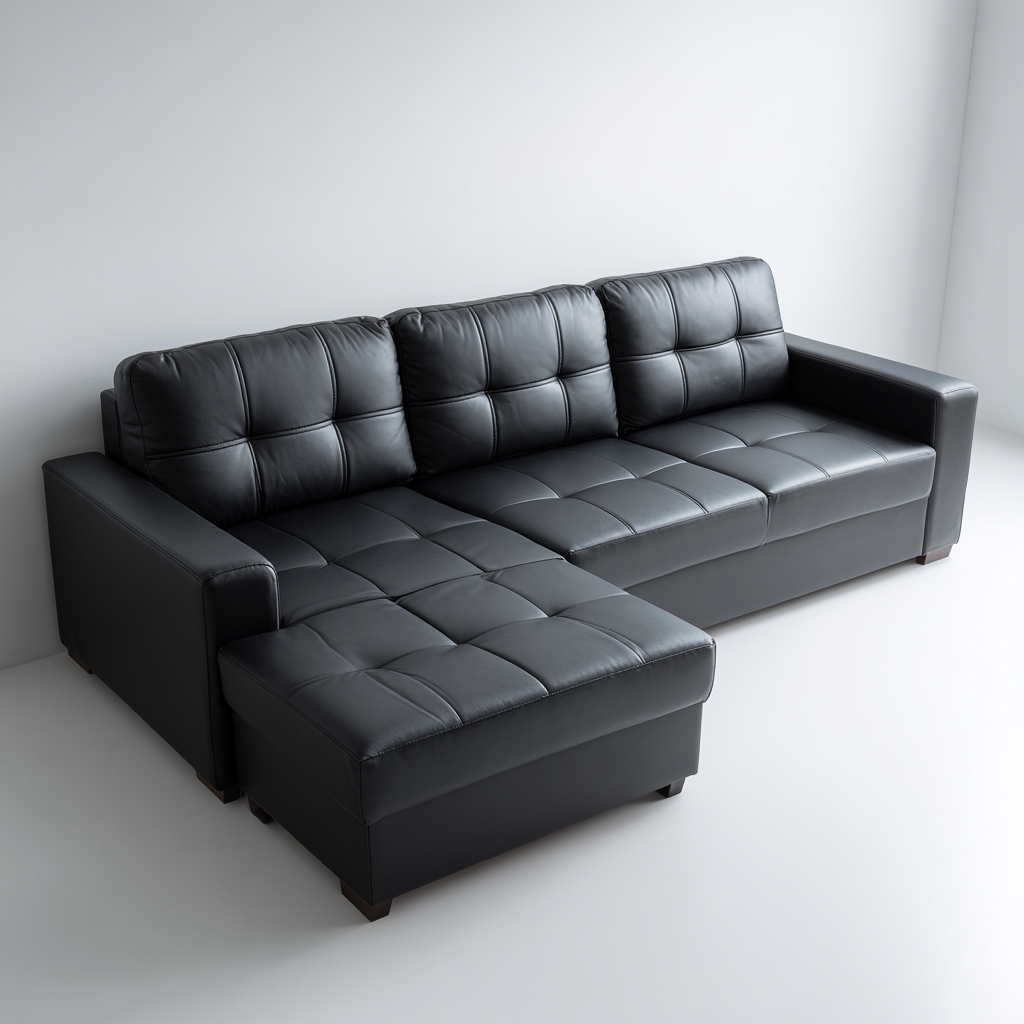 Divano angolare pelle sintetica 280x190x90 cm - nero - design moderno-Havenilo