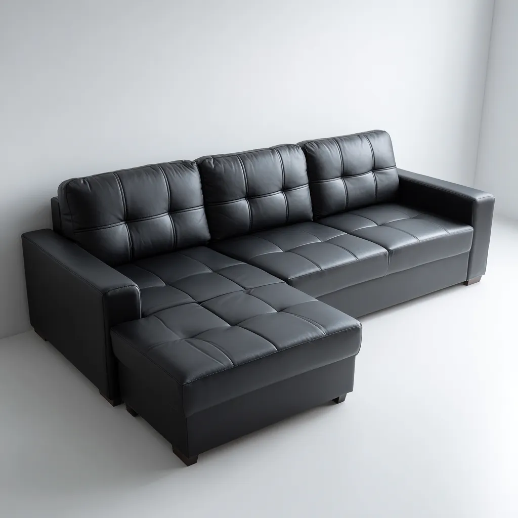 Divano angolare pelle sintetica 280x190x90 cm - nero - design moderno-Havenilo