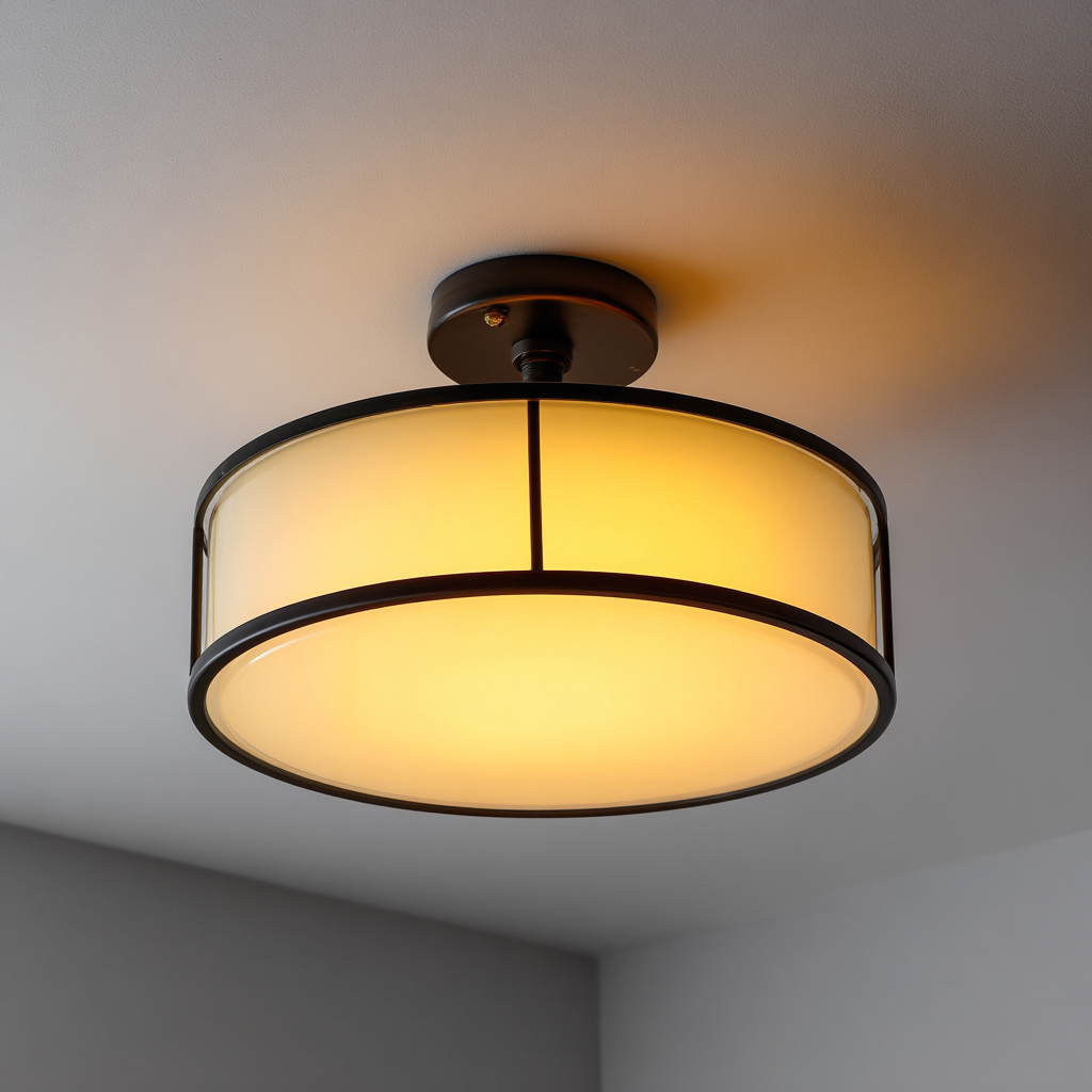Lampada da soffitto in metallo e vetro 40x40x22 cm Nero-Giallo per ambiente interno - design moderno-Havenilo