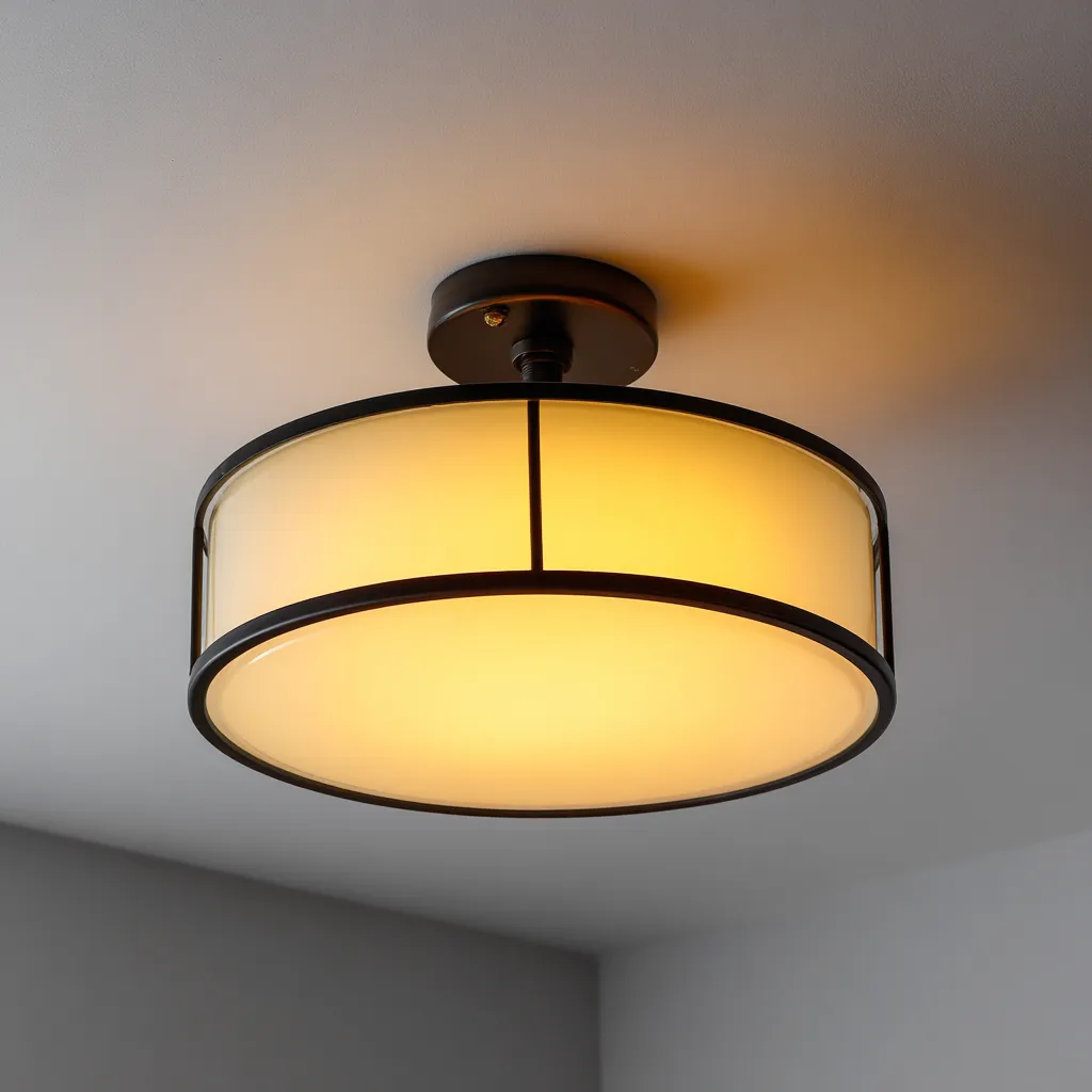 Lampada da soffitto in metallo e vetro 40x40x22 cm Nero-Giallo per ambiente interno - design moderno-Havenilo