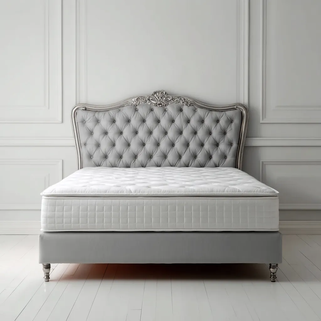 Letto matrimoniale - struttura imbottita con testiera capitonné 212x168x125 cm - grigio - stile classico-Havenilo