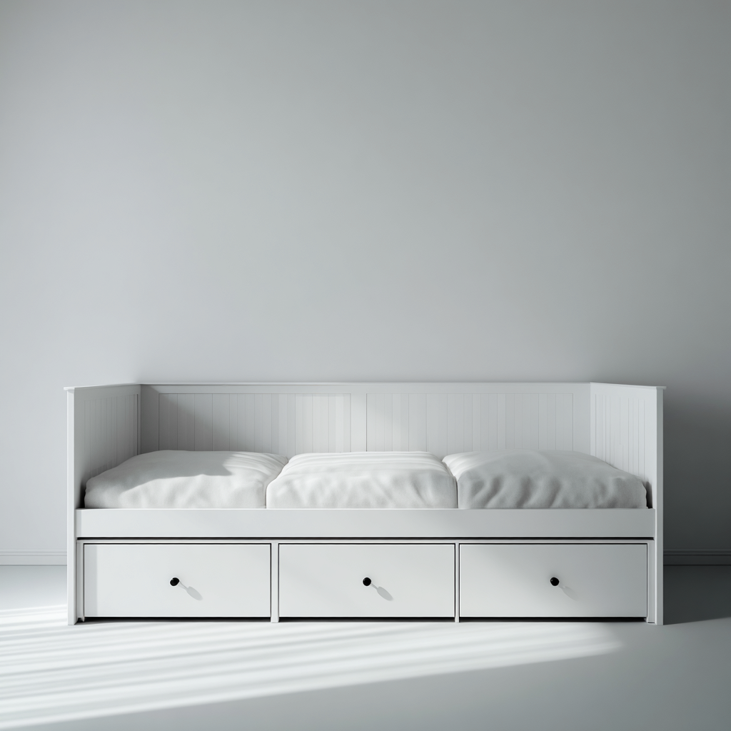 Divano letto legno 200x90x85 cm - bianco - per camera - design moderno-Havenilo