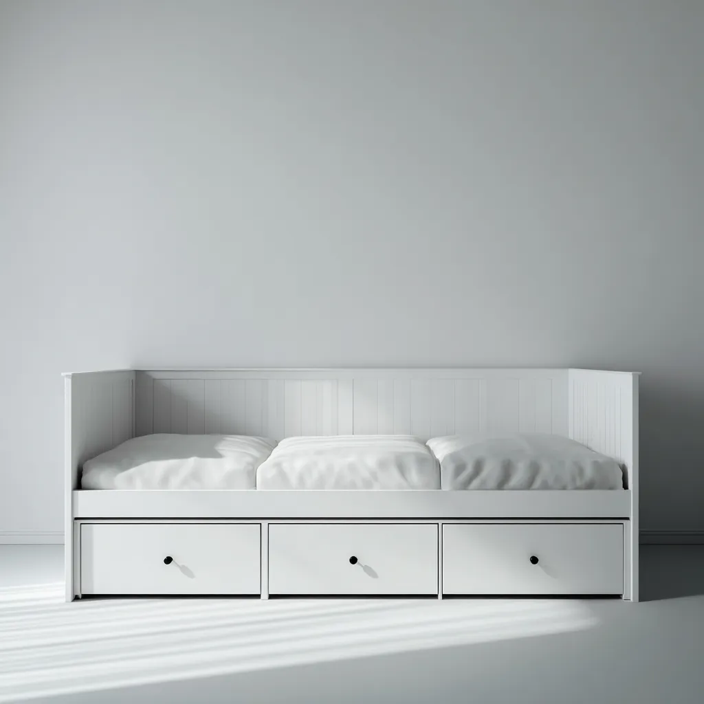 Divano letto legno 200x90x85 cm - bianco - per camera - design moderno-Havenilo