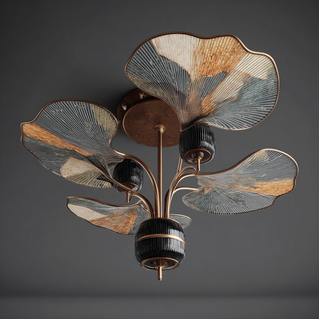 Lampada da soffitto vetro-metallo 42x42x28 cm - bronzo-nero-trasparente - design artistico-Havenilo