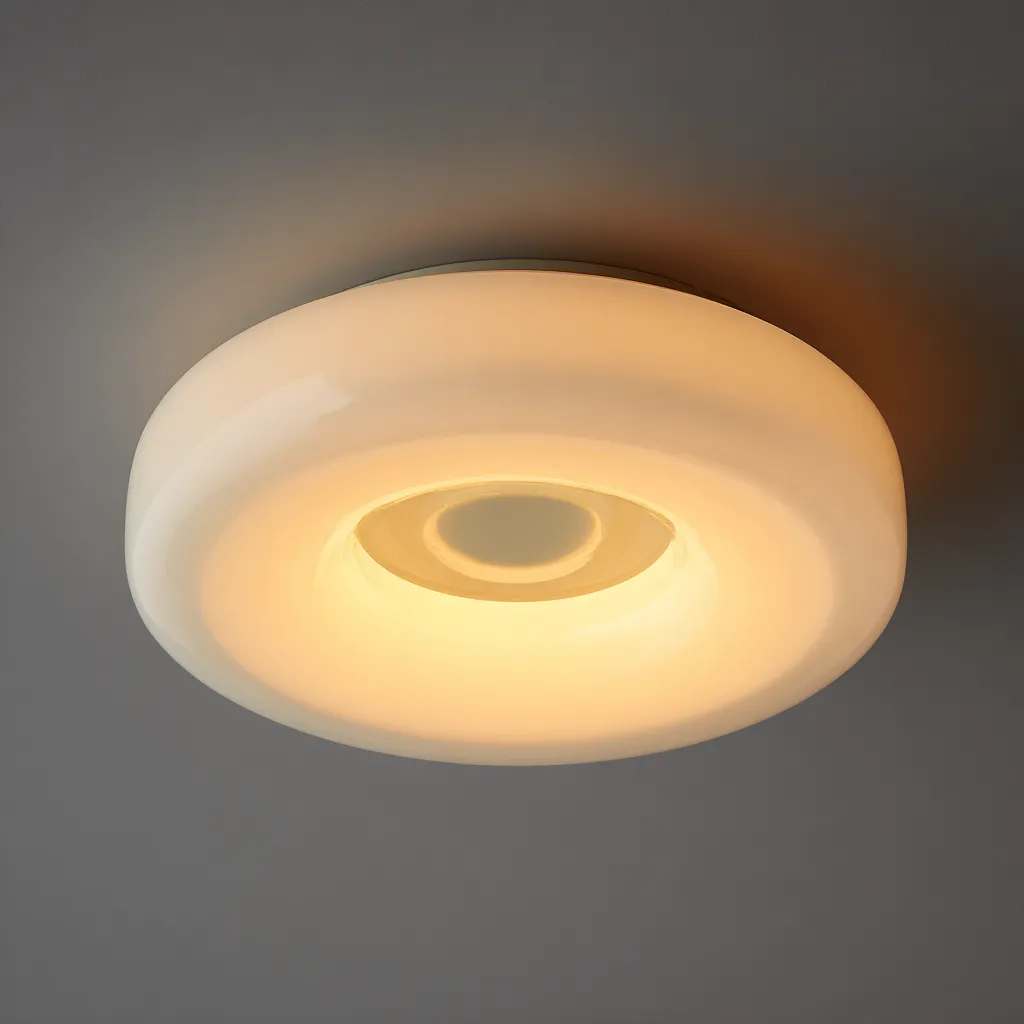 Lampada da soffitto vetro-metallo 28x28x11 cm - bianco-crema - design moderno-Havenilo