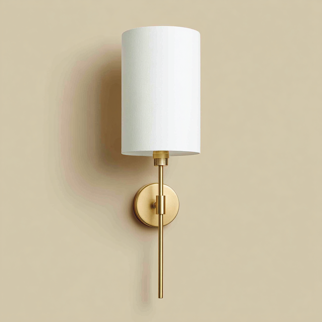 Applique in metallo e tessuto 14x12x40 cm Oro-Bianco per ambiente interno - design moderno-Havenilo
