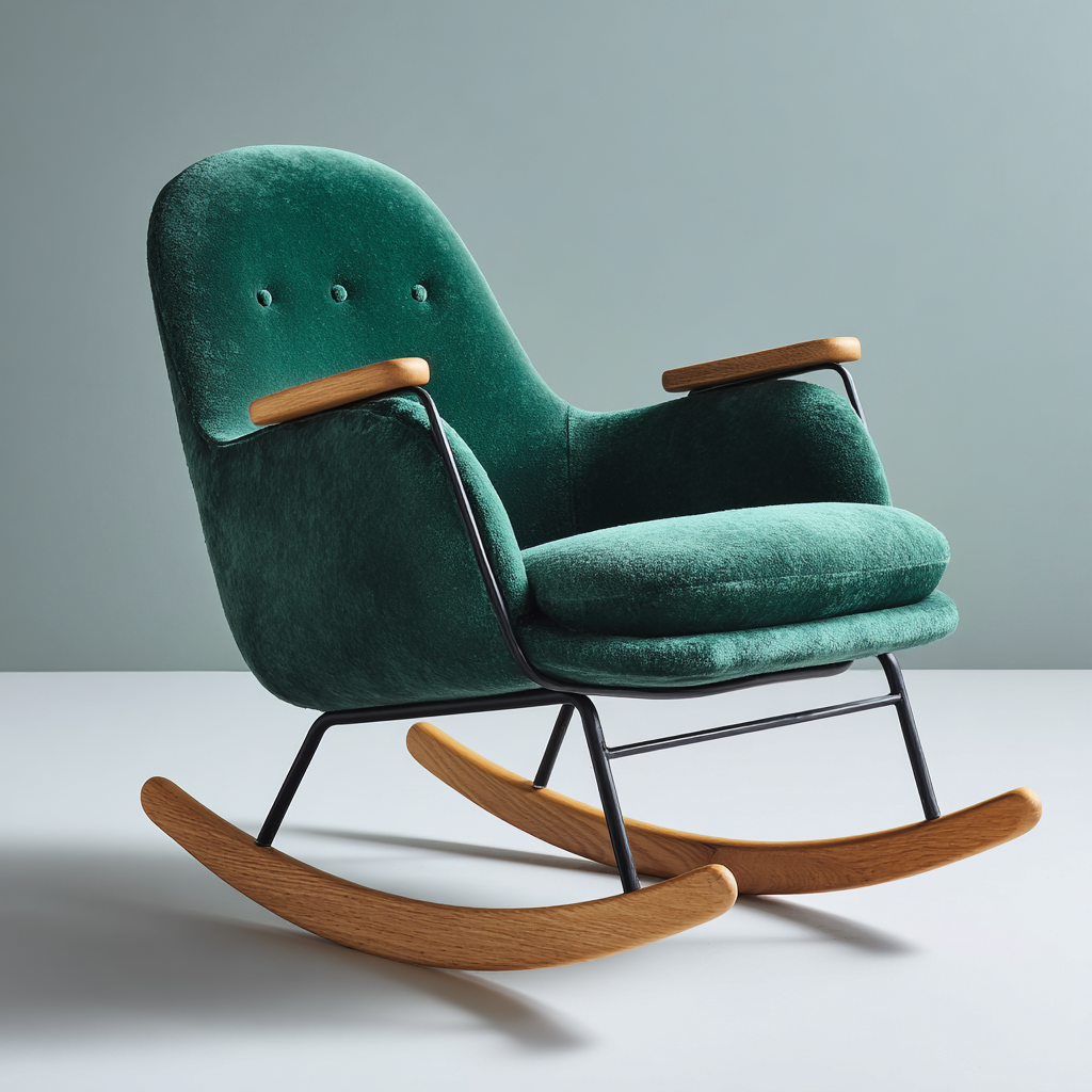 Sedia a dondolo in velluto 75x85x100 cm - verde - design moderno e confortevole-Havenilo