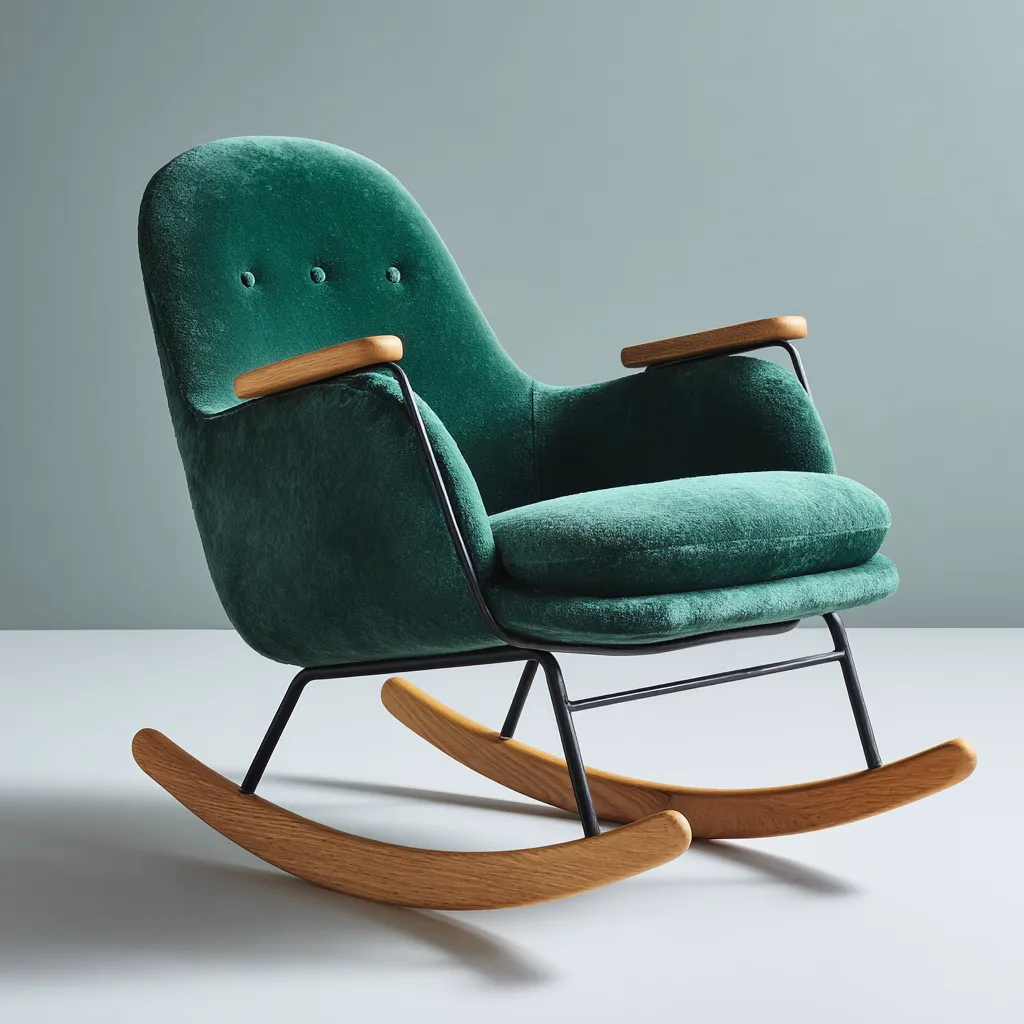 Sedia a dondolo in velluto 75x85x100 cm - verde - design moderno e confortevole-Havenilo