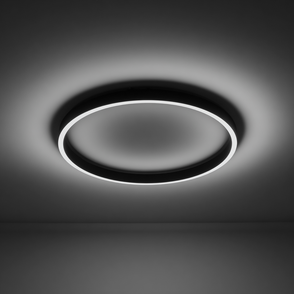 Lampada da soffitto metallo-acrilico 48x48x7 cm - nero-bianco - design moderno-Havenilo