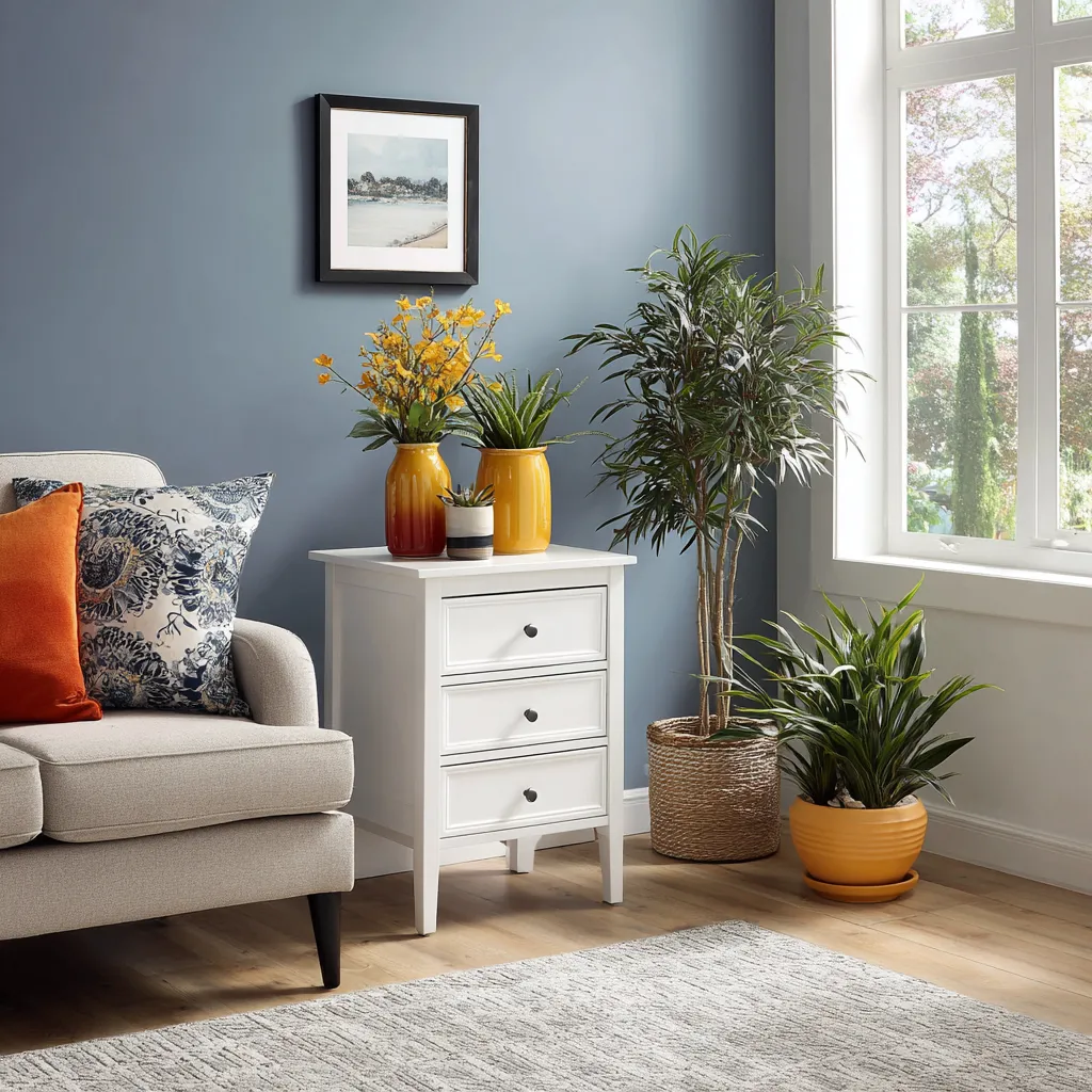 Comodino MDF laccato 48x38x70 cm - bianco - camera da letto - design classico-Havenilo