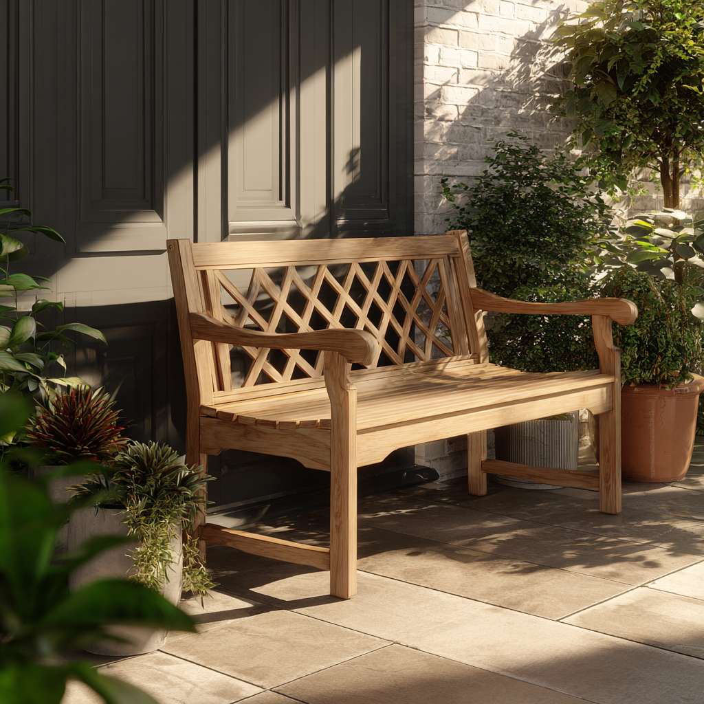 Panca da giardino legno massello 145x55x90 cm - legno naturale - uso esterno - design classico-Havenilo