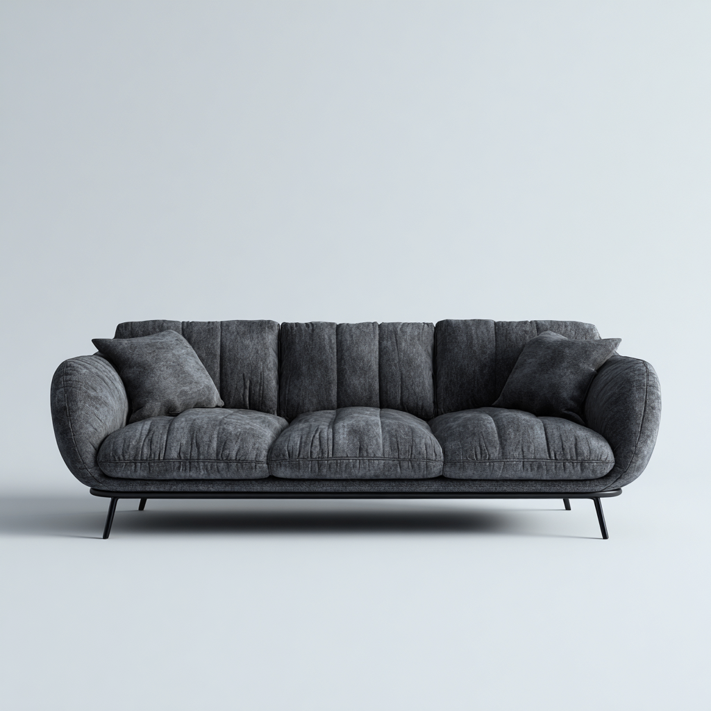 Divano lineare tessuto 210x90x86 cm grigio design moderno adatto al soggiorno-Havenilo