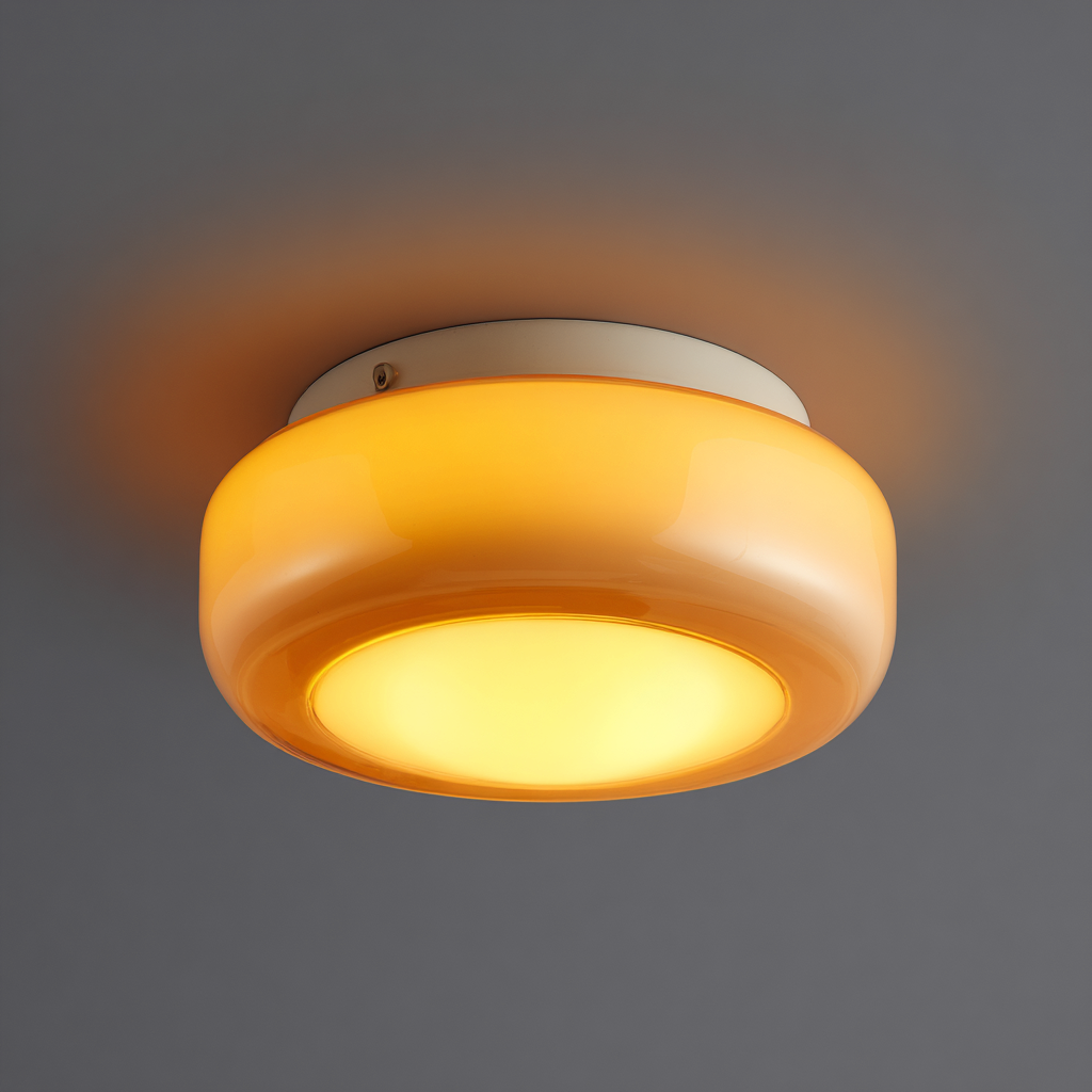 Lampada da soffitto vetro-metallo 30x30x12 cm - arancione-bianco - design moderno-Havenilo