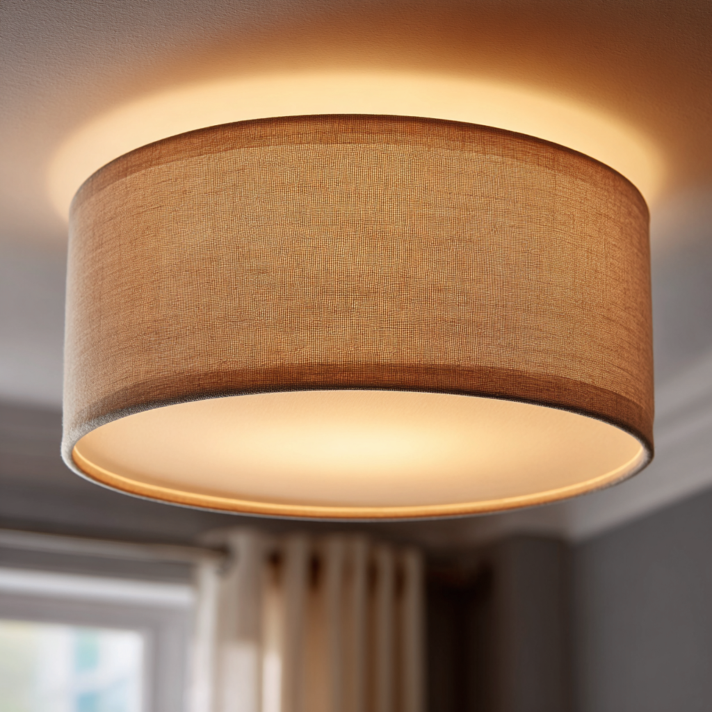 Lampada da soffitto metallo-tessuto 40x40x18 cm - beige-bianco - design moderno-Havenilo