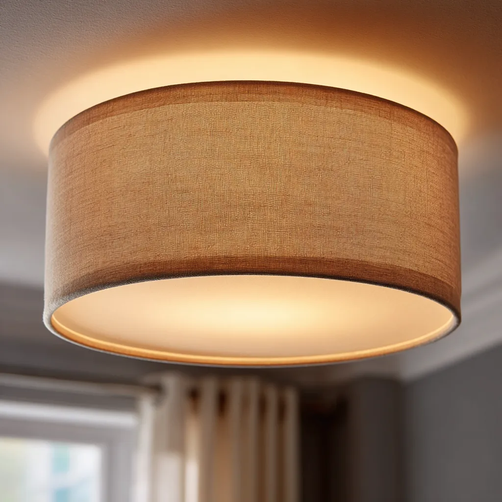 Lampada da soffitto metallo-tessuto 40x40x18 cm - beige-bianco - design moderno-Havenilo