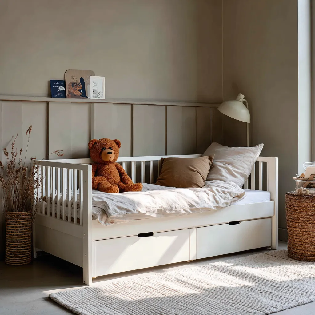 Divano letto in legno 200x100x85 cm - bianco - stile moderno-Havenilo