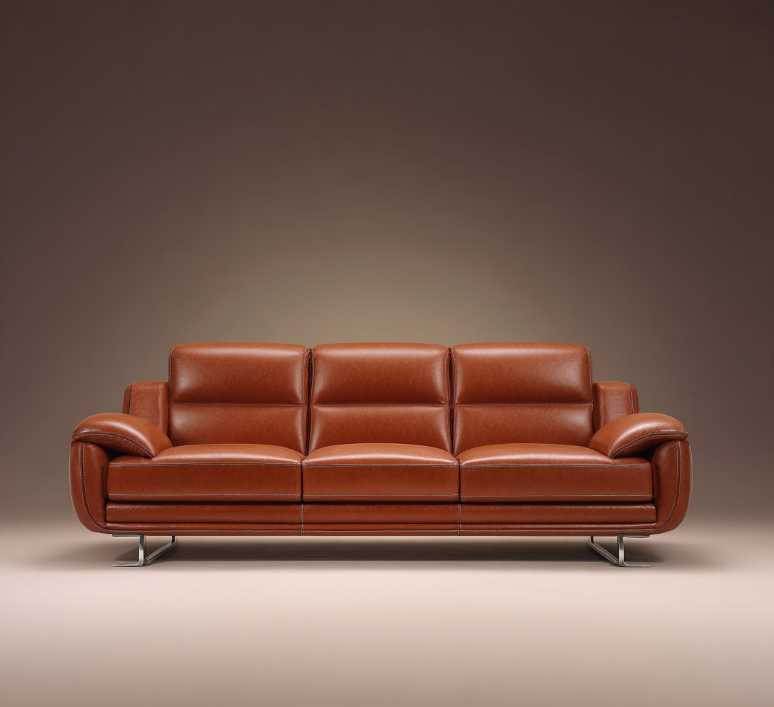 Divano lineare pelle 215x92x90 cm - cuoio - design moderno-Havenilo