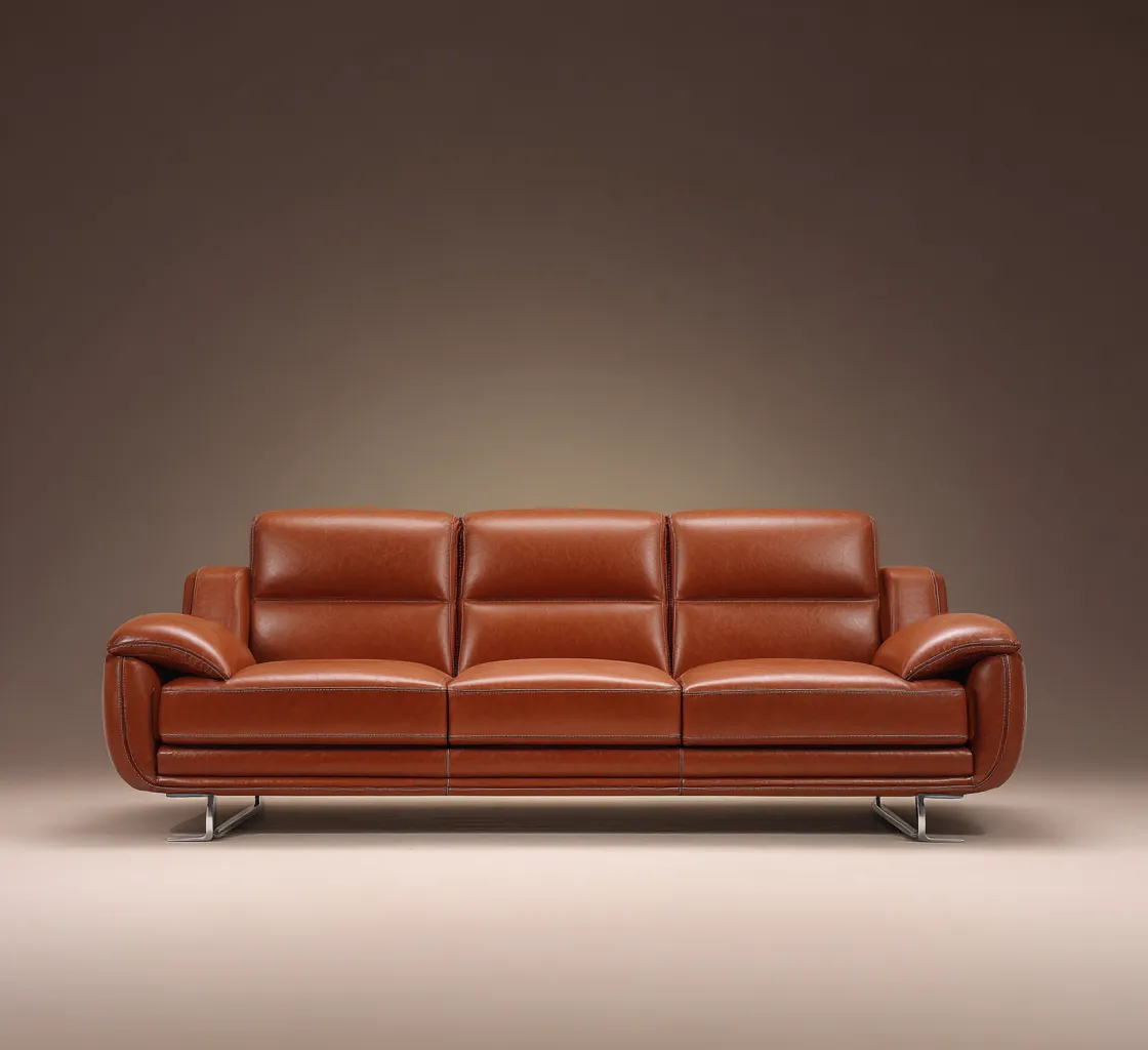 Divano lineare pelle 215x92x90 cm - cuoio - design moderno-Havenilo