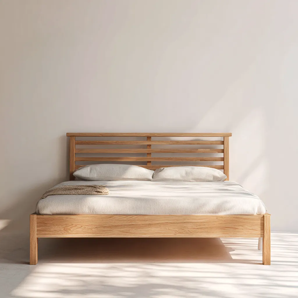 Letto matrimoniale legno 210x165x105 cm legno chiaro uso camera da letto - design moderno con testiera a doghe-Havenilo